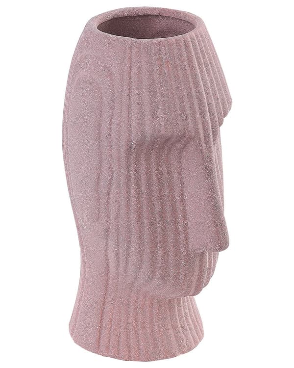 Dekorativ vase Pink Keramik 25 cm til blomster Bordtilbehør Ansigtsform Minimalistisk