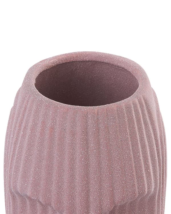 Dekorativ vase Pink Keramik 25 cm til blomster Bordtilbehør Ansigtsform Minimalistisk