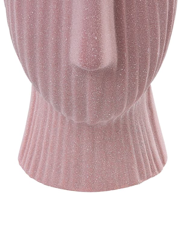 Dekorativ vase Pink Keramik 25 cm til blomster Bordtilbehør Ansigtsform Minimalistisk