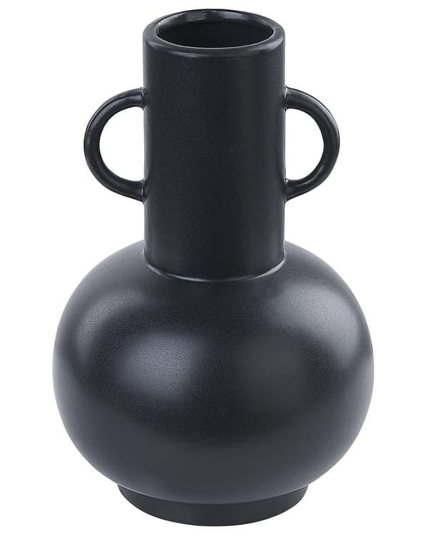 Dekorativ Vase Sort Porcelæn 26 cm til Blomster Bord Tilbehør Minimalistisk