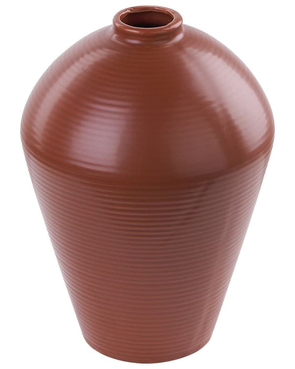 Blomstervase Brun Keramik 22 cm Dekorativ Håndlavet Bordplade Hjemmetilbehør Dekoration Traditionelt design