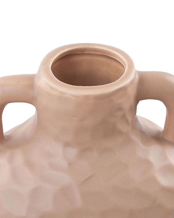 Blomstervase Beige Keramik 26 cm Dekorativt smilende ansigtsmotiv Håndlavet boligtilbehør Dekoration Traditionelt design