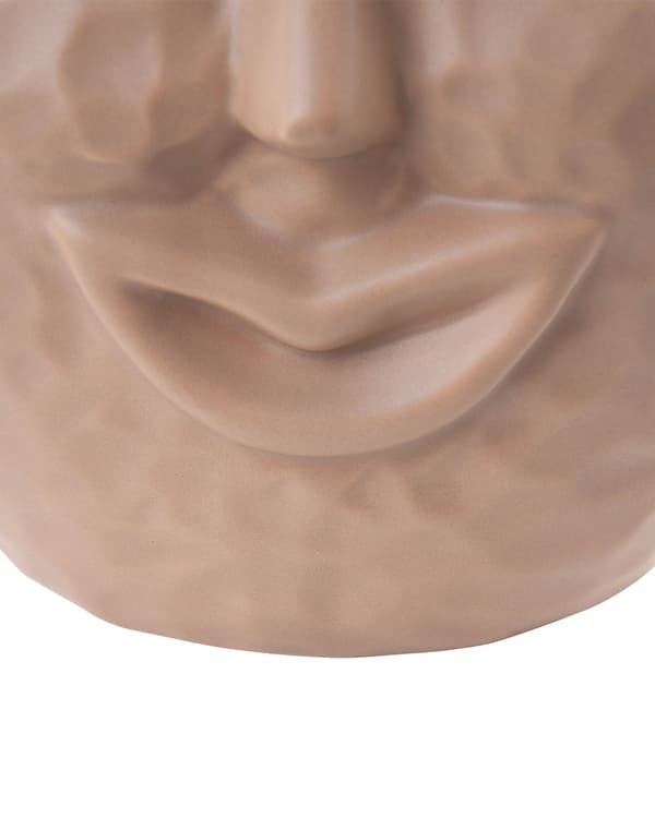 Blomstervase Beige Keramik 26 cm Dekorativt smilende ansigtsmotiv Håndlavet boligtilbehør Dekoration Traditionelt design
