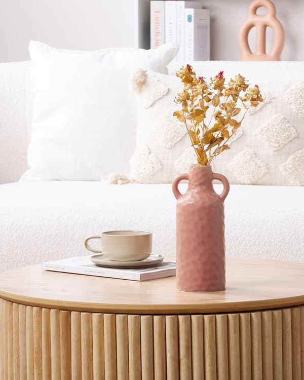 Blomstervase Pink Porcelæn 24 cm Dekorativ Håndlavet Vase Hjemmetilbehør Dekoration Traditionelt design