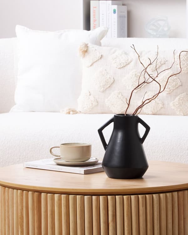 Blomvas Svart Keramik 30 cm Bordsvas Tillbehör Minimalistisk Design Hemtillbehör Vardagsrum Sovrum