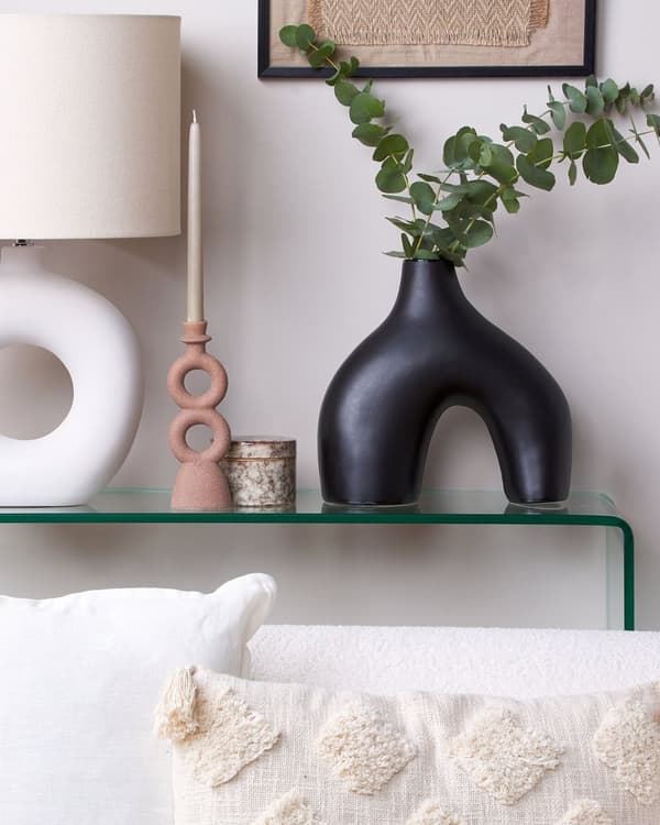 Blomvas Svart Porslin 30 cm Prydnad Handgjord Bordsvas Hemtillbehör Dekoration Modern Design Vardagsrum Sovrum