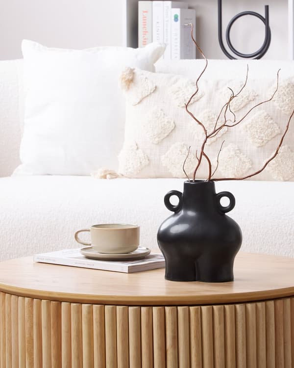 Dekorativ Vase Svart Dolomitt Keramikk 20 cm Borddekorasjon Kroppsform Skulptur Boho Minimalistisk Blomstervase