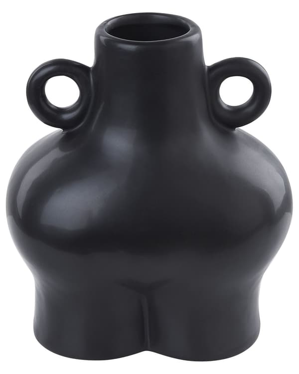 Dekorativ Vase Svart Dolomitt Keramikk 20 cm Borddekorasjon Kroppsform Skulptur Boho Minimalistisk Blomstervase