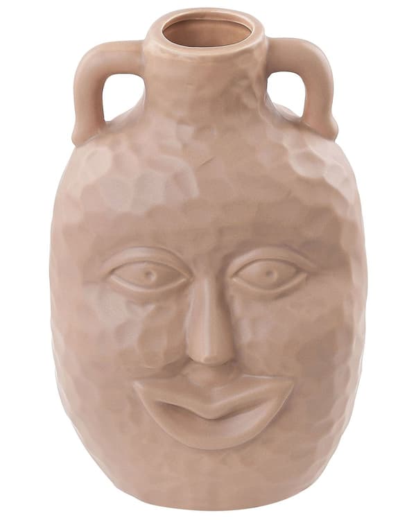 Dekorativ Vase Beige Porselen 26 cm Borddekorasjon Kroppsform Skulptur Boho Minimalistisk Blomstervase