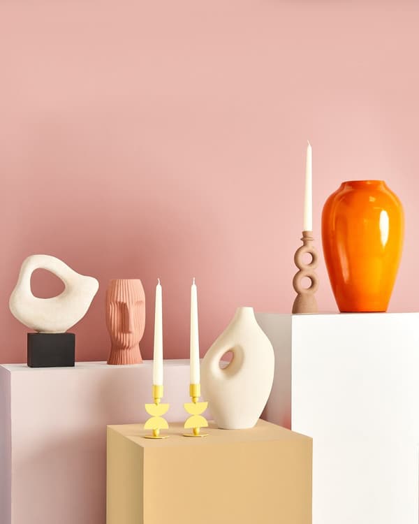 Dekorativ Vase Rosa Keramikk 25 cm Borddekorasjon Kroppsform Skulptur Boho Minimalistisk Blomstervase