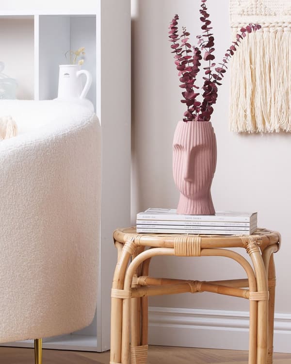 Dekorativ Vase Rosa Keramikk 25 cm Borddekorasjon Kroppsform Skulptur Boho Minimalistisk Blomstervase