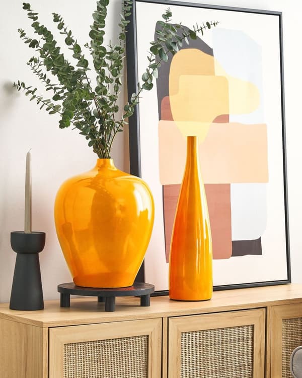 Dekorativ Vas 37 cm Terracotta Modern Neon Orange Vardagsrum Sovrum