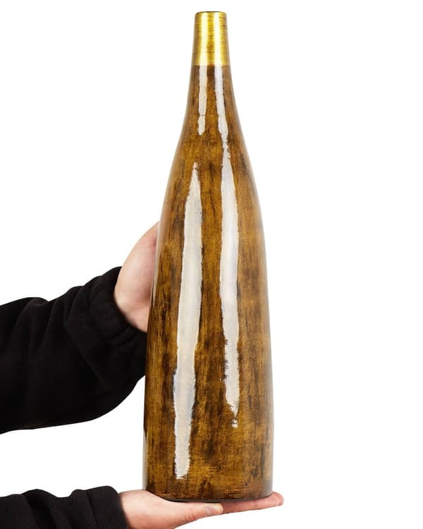 Kukkamaljakko kullanruskea 13 x 52 x 13 cm terrakotta vedenkestävä käsintehty rustiikkinen moderni