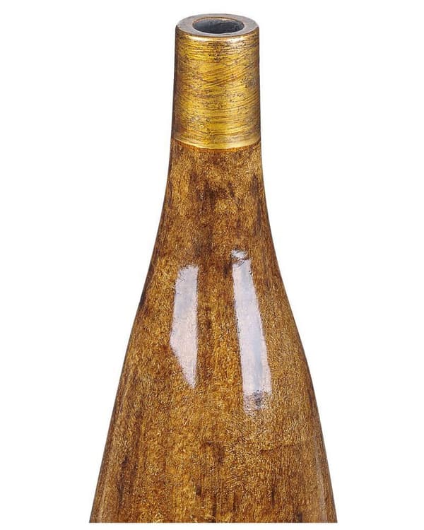 Kukkamaljakko kullanruskea 13 x 52 x 13 cm terrakotta vedenkestävä käsintehty rustiikkinen moderni