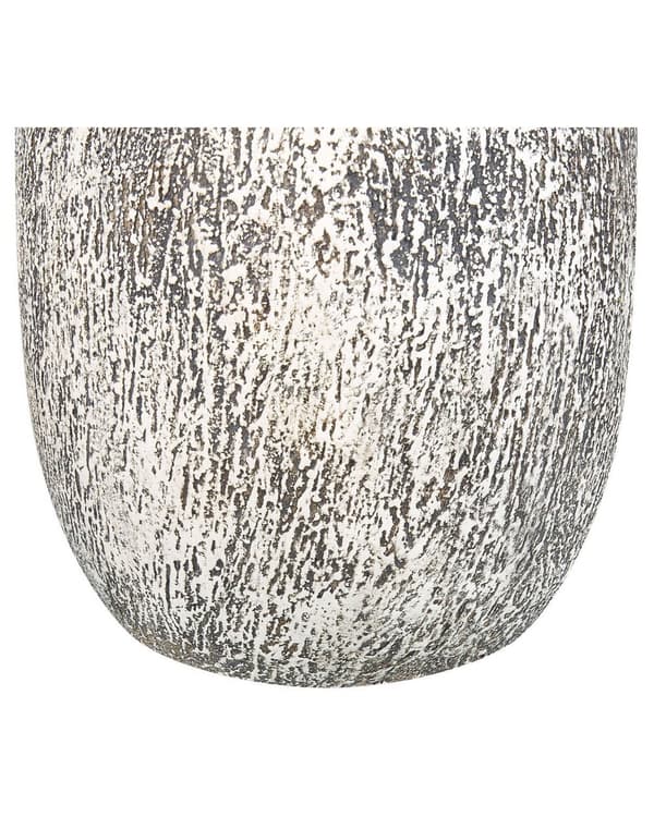 Kukkamaljakko valkoinen harmaa 21 x 36 x 21 cm terrakotta vedenkestävä käsintehty retro moderni