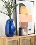 Miniatyrbild 2 av 6: Burkformad Blomvas Mörkblå Terracotta Modern Hög Vardagsrum Sovrum