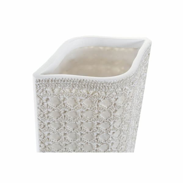 Vas DKD Home Decor 17 x 10 x 47 cm Vit Harts Modern