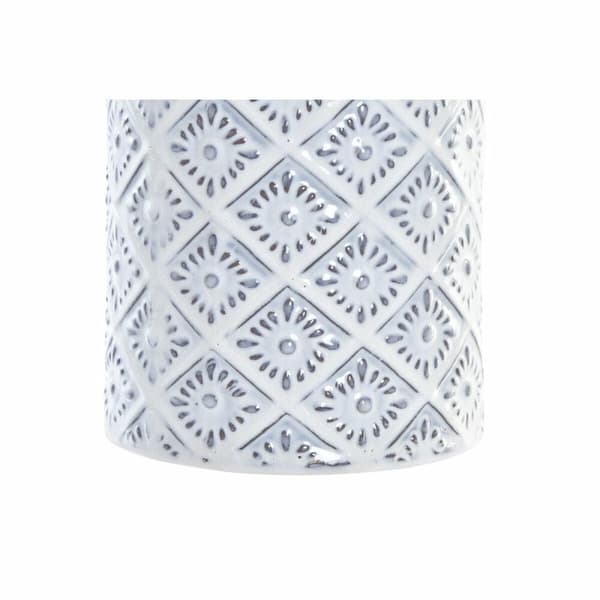 Vas DKD Home Decor 14 x 14 x 45 cm Porslin Blå Vit Medelhavs