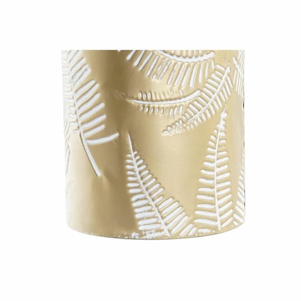Vase DKD Home Decor Gylden Metal Flødefarvet Tropisk Blad af en plante (21 x 21 x 81 cm)
