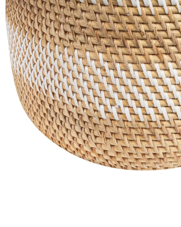 Dekorativ Vase Beige og Hvid Rattan Naturlig Stil Boligindretning