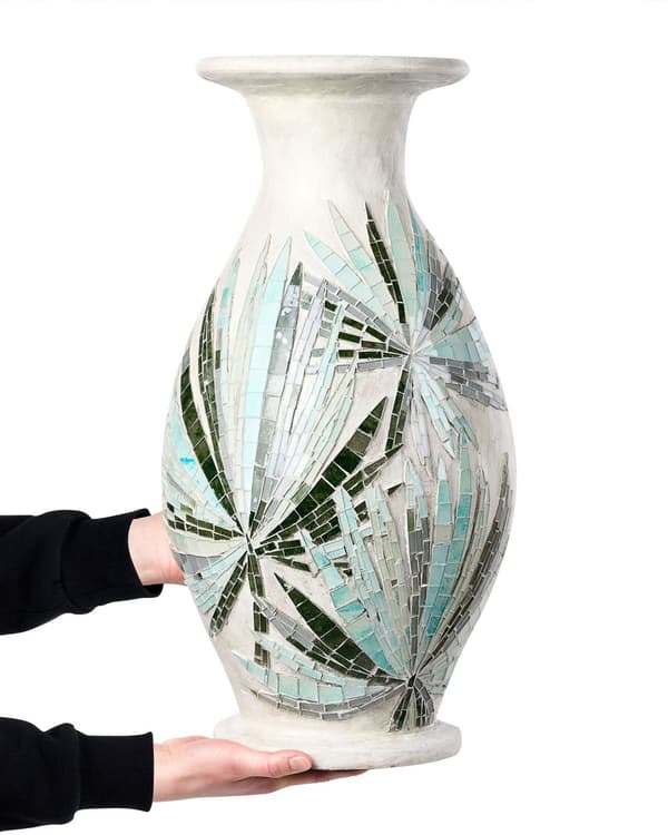Dekorativ Vase Off-white Terracotta Stonewear Naturlig Stil Mosaik Boligindretning til Tørrede Blomster