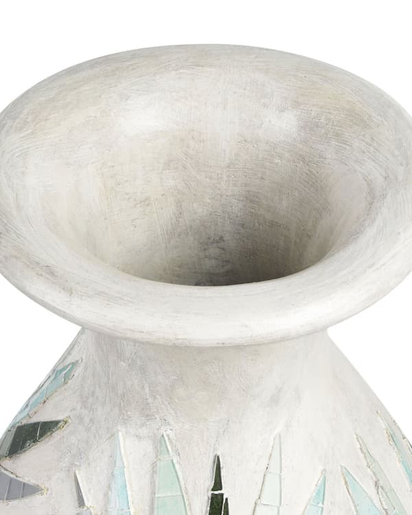 Dekorativ Vase Off-white Terracotta Stonewear Naturlig Stil Mosaik Boligindretning til Tørrede Blomster