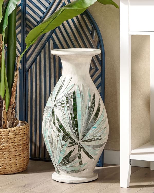 Dekorativ Vase Off-white Terracotta Stonewear Naturlig Stil Mosaik Boligindretning til Tørrede Blomster