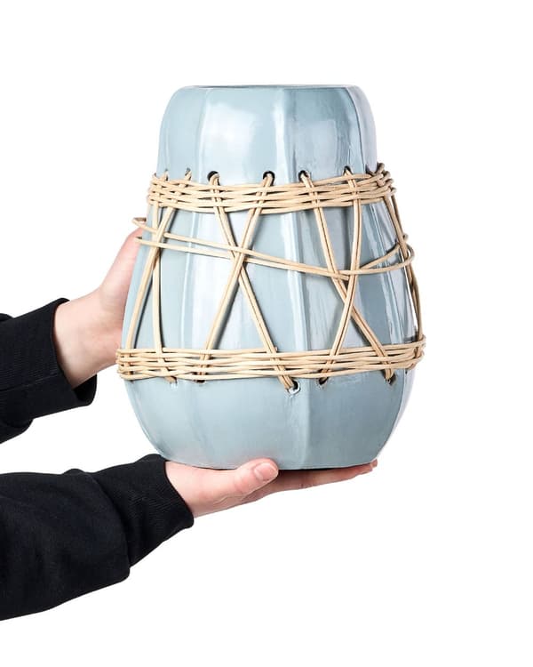 Dekorativ Vase Hvid Terracotta Stonewear Naturlig Stil Boligindretning til Tørrede Blomster