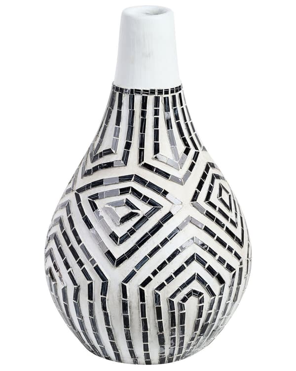 Dekorativ Vase Sort og Hvid Terracotta Stonewear Naturlig Stil Boligindretning til Tørrede Blomster