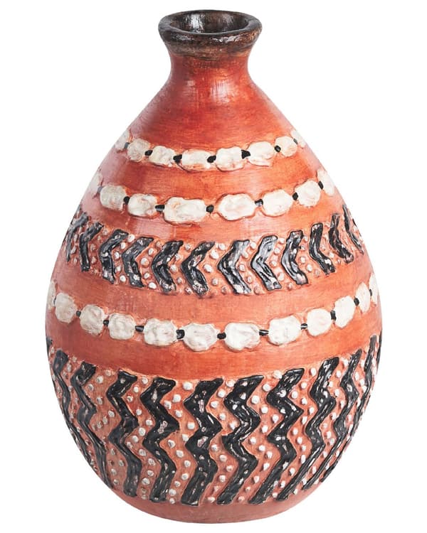 Dekorativ Vase Brun og Sort Terracotta Stonewear Naturlig Stil Boligindretning til Tørrede Blomster