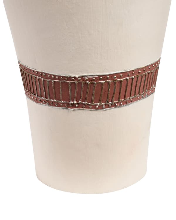 Dekorativ Vase Hvit Brun Terrakotta 60 cm Håndlaget Rustikk mønster Boho Hjemtilbehør