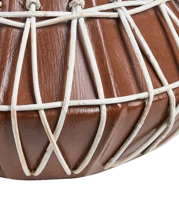 Dekorativ Vase Brun Terrakotta 22 cm Håndlaget Rustikk mønster Boho Hjemtilbehør
