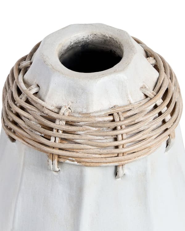 Dekorativ Vase Grå Hvit Terrakotta 30 cm Håndlaget Rustikk mønster Boho Hjemtilbehør