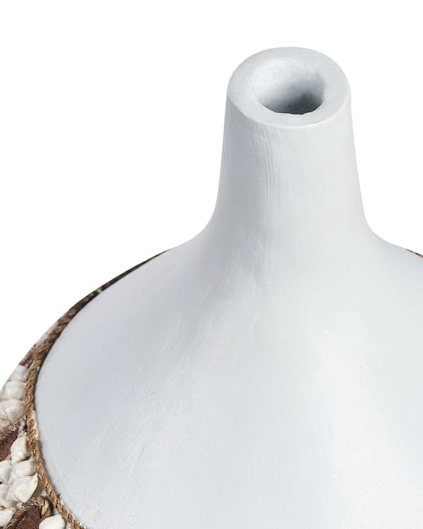Vase Hvid Terrakotta 33 cm Håndlavet Keramik Vase med Smal Hals Afrikansk Mønster Boho Design Tilbehør Blomstervase Dekoration Stue
