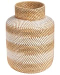 Pikkukuva 1 / 6: Koristemaljakko beige/valkoinen rottinki punos 36 cm luonnollinen tyyli