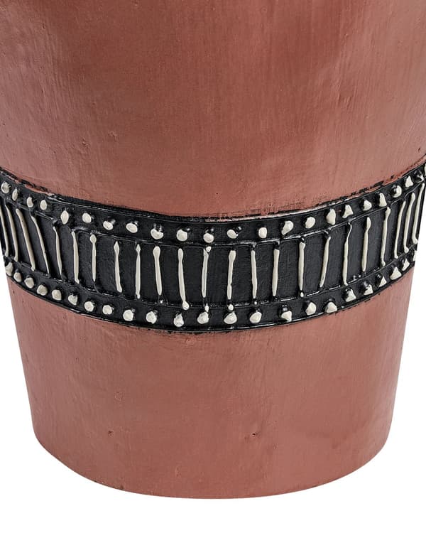Koristemaljakko ruskea/musta terrakotta 40 cm käsin tehty rustiikkinen kuvio boho tyyli