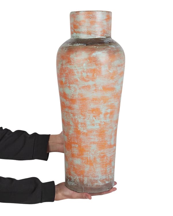 Koristemaljakko kulta vihreä 20 x 56 x 20 cm terrakotta pyöreä korkea käsintehty rustiikkinen