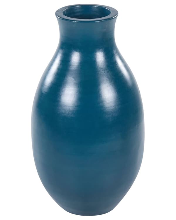 Dekorativ Vase Blå Terracotta Antik Gulvbordsvase til Tørrede Blomster