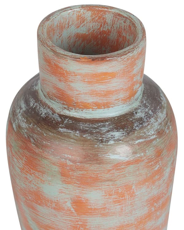 Dekorativ Vase Guld og Grøn Terracotta Antik Distressed Finish Naturlig Stil Tørrede Blomster