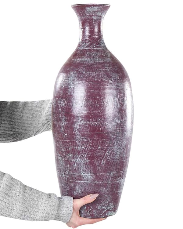 Dekorativ Vase Guld og Grøn Terracotta Antik Distressed Finish Naturlig Stil Tørrede Blomster