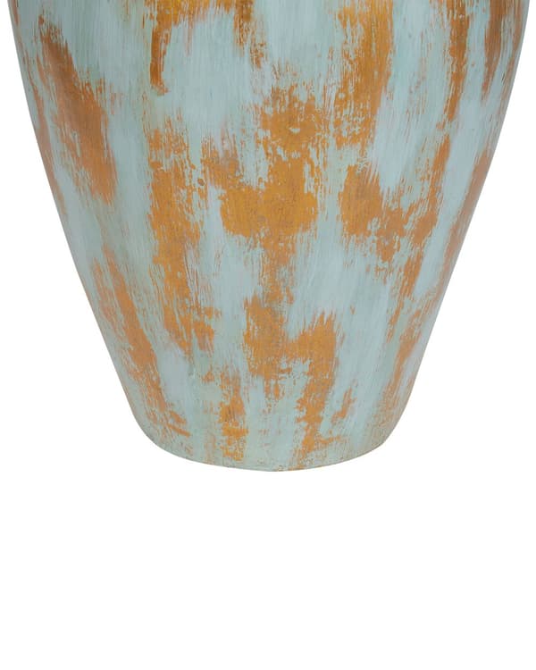 Dekorativ Vase Blå og Guld Terracotta Antik Finish Naturlig Stil Tørrede Blomster