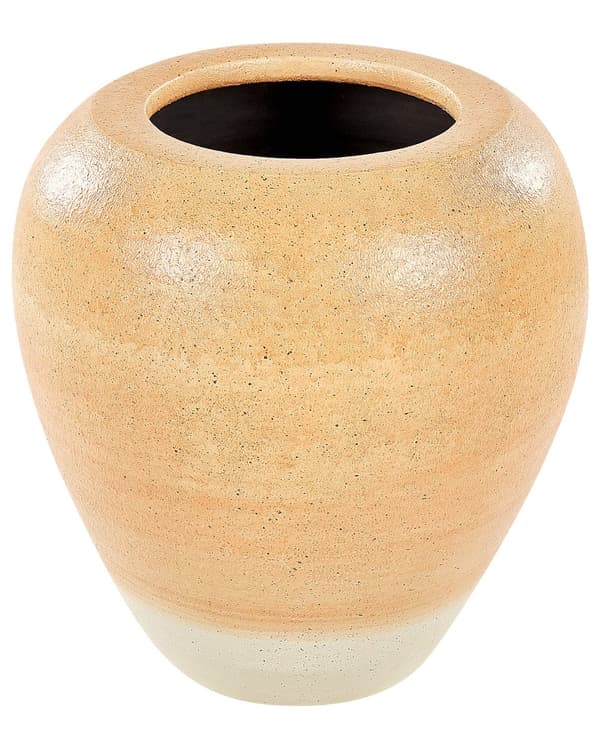 Vase Orange Beige Terracotta 34 cm Håndlavet Rund Farverig Gulvvase Retro Vintage Design til Stuen Bordpynt Dekoration Blomstervase