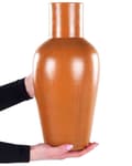 Miniatyrbillede 4 af 6: Dekorativ Vase Orange Terracotta Antik Håndlavet Naturlig Stil Tørrede Blomster