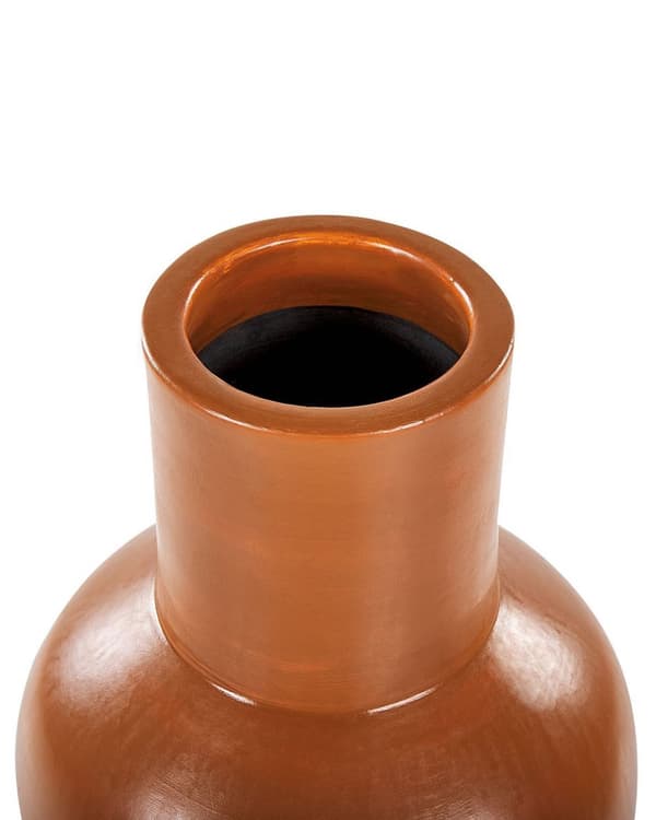 Dekorativ Vase Orange Terracotta Antik Håndlavet Naturlig Stil Tørrede Blomster