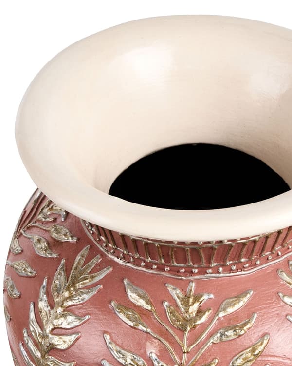 Dekorativ Golvvas Vit och Brun Terrakotta Stengods Traditionell Stil Heminredning för Torkade Blommor