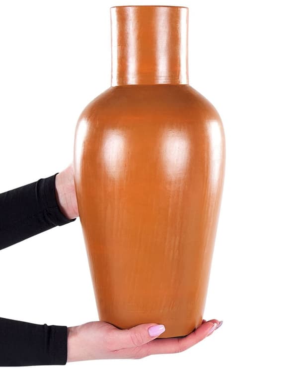 Prydnadsvas Orange Terrakotta Lergods Handgjord Naturlig Stil för Torkade Blommor