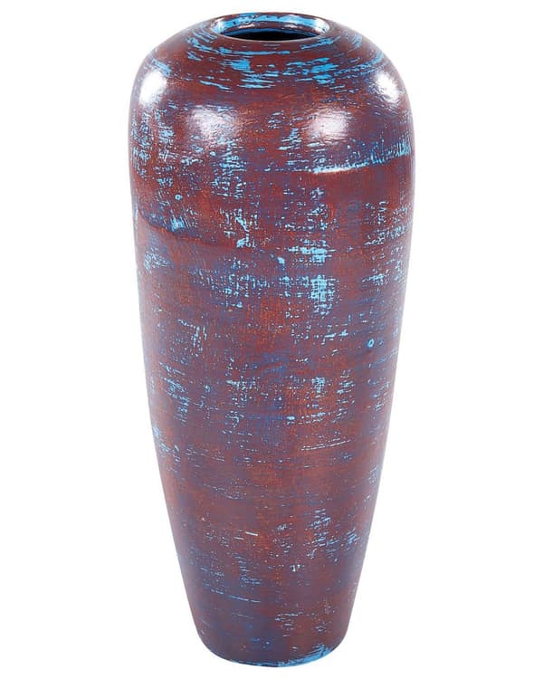 Vase Brun Blå Terrakotta 59 cm Slitt finish Dekorasjon Vintage Antikk Naturlig stil Tørkede blomster Gulvvase Tilbehør