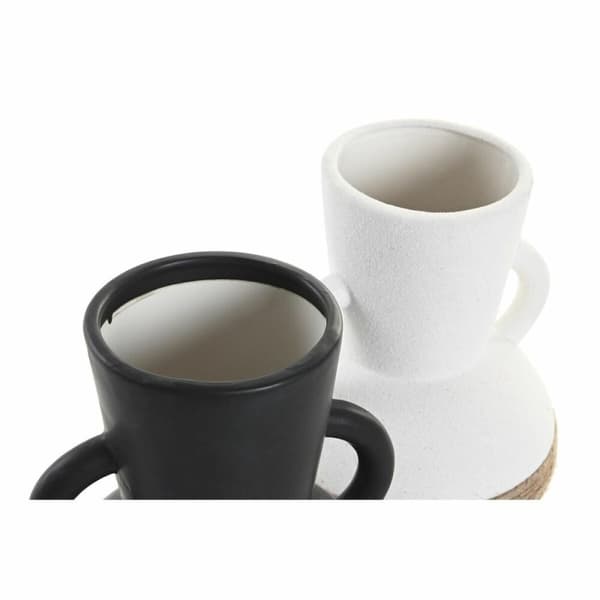 Vase DKD Home Decor 16,5 x 16,5 x 24 cm Keramik Sort Brun Tov Hvid (2 enheder)