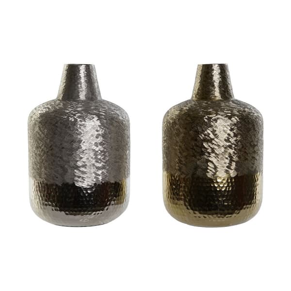 Vase DKD Home Decor Gylden Sølvfarvet Aluminium Moderne 22 x 22 x 33 cm (2 enheder)