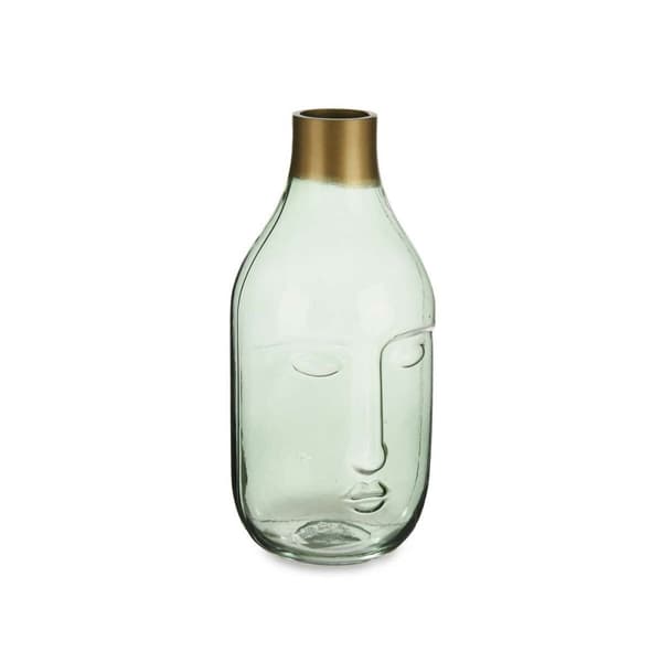 Vase Ansigt Grøn Glas 11 x 24,5 x 12 cm (6 enheder)